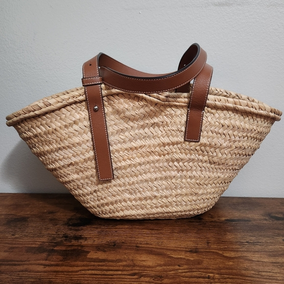Loewe Basket bag in palm leaf and calfskin - Medium - Picture 5 of 9